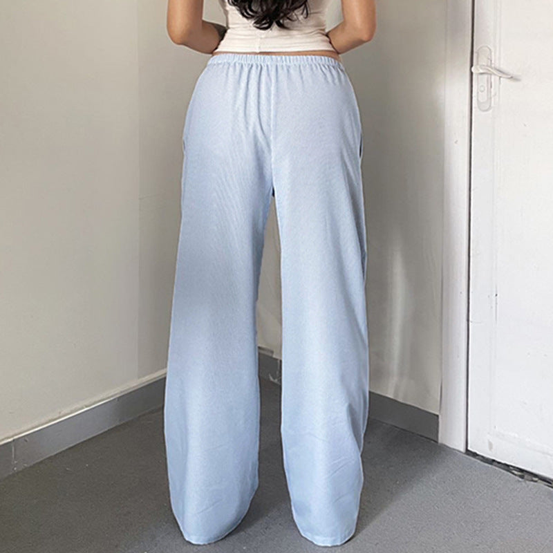 Damen entspannte Baumwoll-Hose mit leichtem Streifenmuster R&B