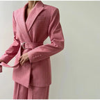 Damen Blazer mit Taillengürtel und schickem Revers R&B