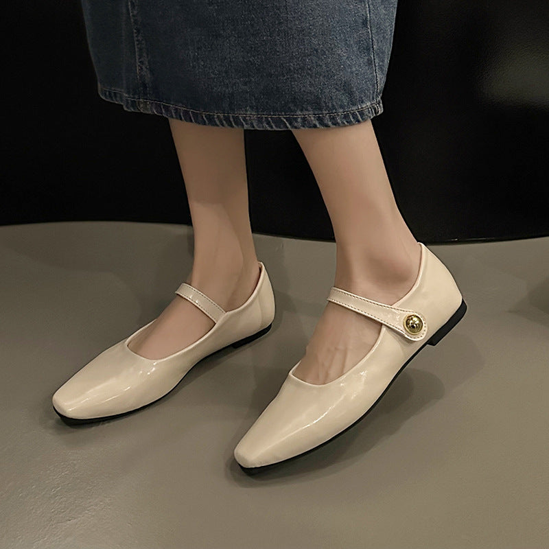 Damen klassische Ballerinas mit elegantem Riemchen und feinem Schnallen-Detail R&B