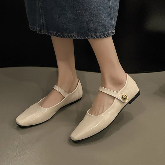 Damen klassische Ballerinas mit elegantem Riemchen und feinem Schnallen-Detail R&B