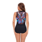 Damen ärmelloser Schwimmanzug mit floralem Rückendesign R&B