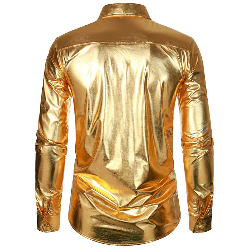 Herren Glamouröses Metallic-Oberhemd R&B
