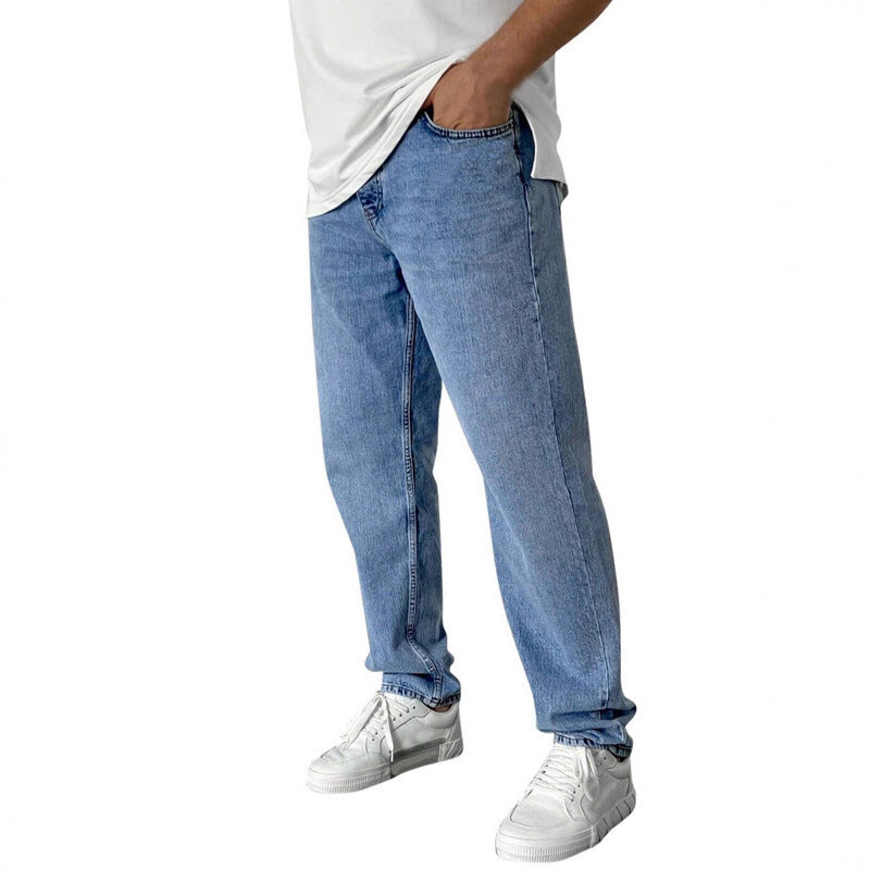 Herren Weite Denim-Hose mit modernem Waschungseffekt