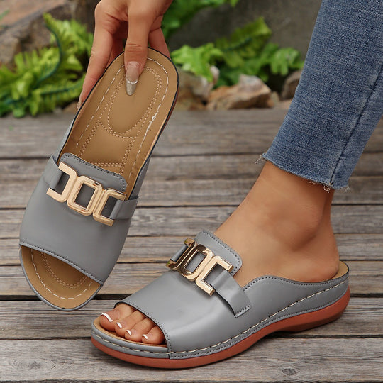Damen modische Slide-Sandalen mit eleganter Schlaufenverzierung R&B