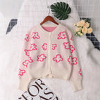 Damen Strickjacke mit floralem Muster und Knopfverschluss R&B