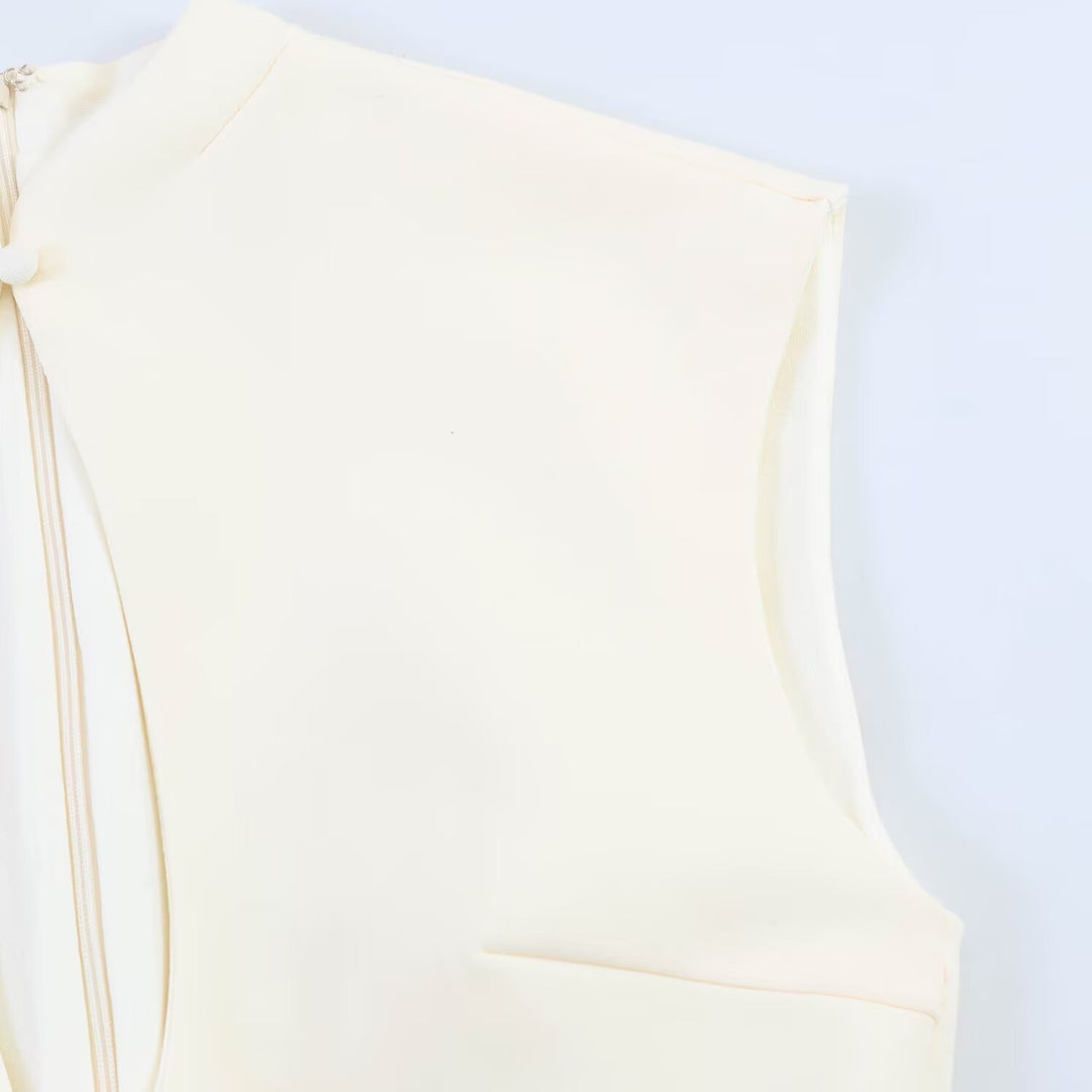 Damen figurbetontes Sommerkleid mit V-Ausschnitt und Rückenschlitz R&B