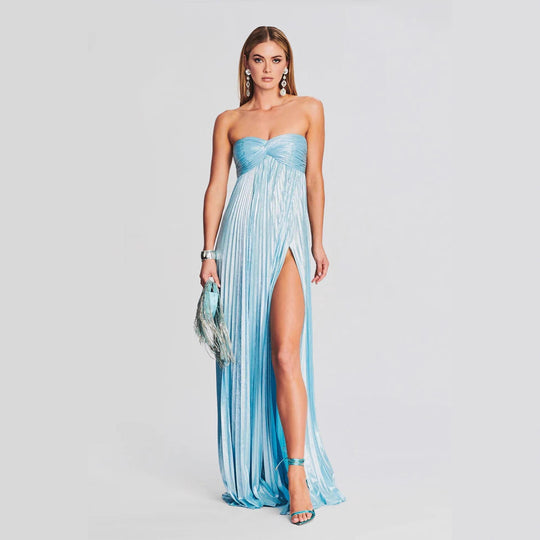 Damen Abendkleid mit schulterfreiem Design und elegantem Schlitz R&B