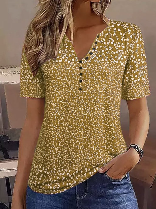 Damen Kurzarmbluse mit floralem Muster R&B