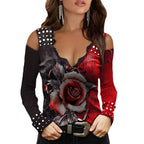 Damen Oberteil mit schulterfreiem Design und floralem Druck R&B
