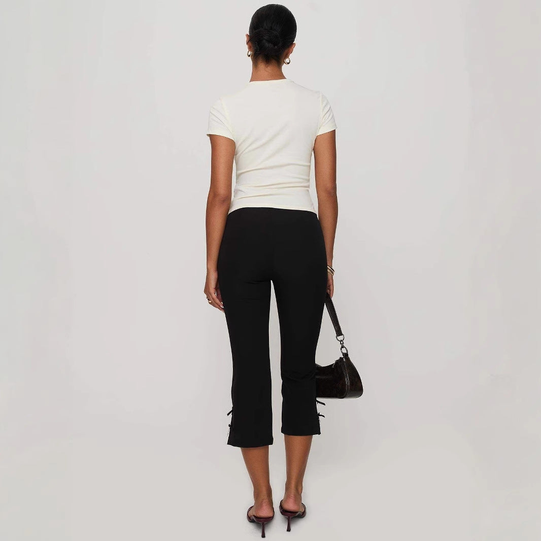 Damen T-Shirt mit kreativem Druck und figurbetontem Schnitt R&B