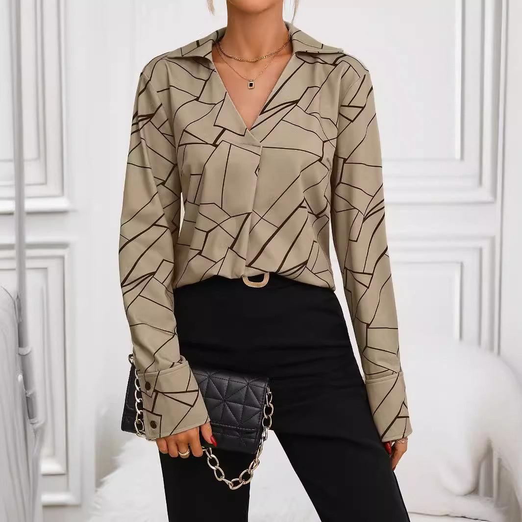 Damen Hemdbluse mit stilvollem geometrischen Design R&B