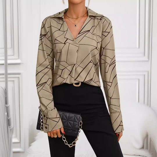 Damen Hemdbluse mit stilvollem geometrischen Design R&B