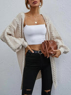 Damen Grobstrick Cardigan mit lässigem Oversize-Schnitt und raffiniertem Zopfmuster R&B