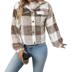 Damen Plüschjacke mit Karomuster R&B