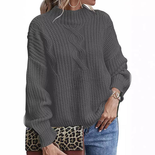 Damen Strickpullover mit elegantem Zopfdesign und modernem Schnitt R&B