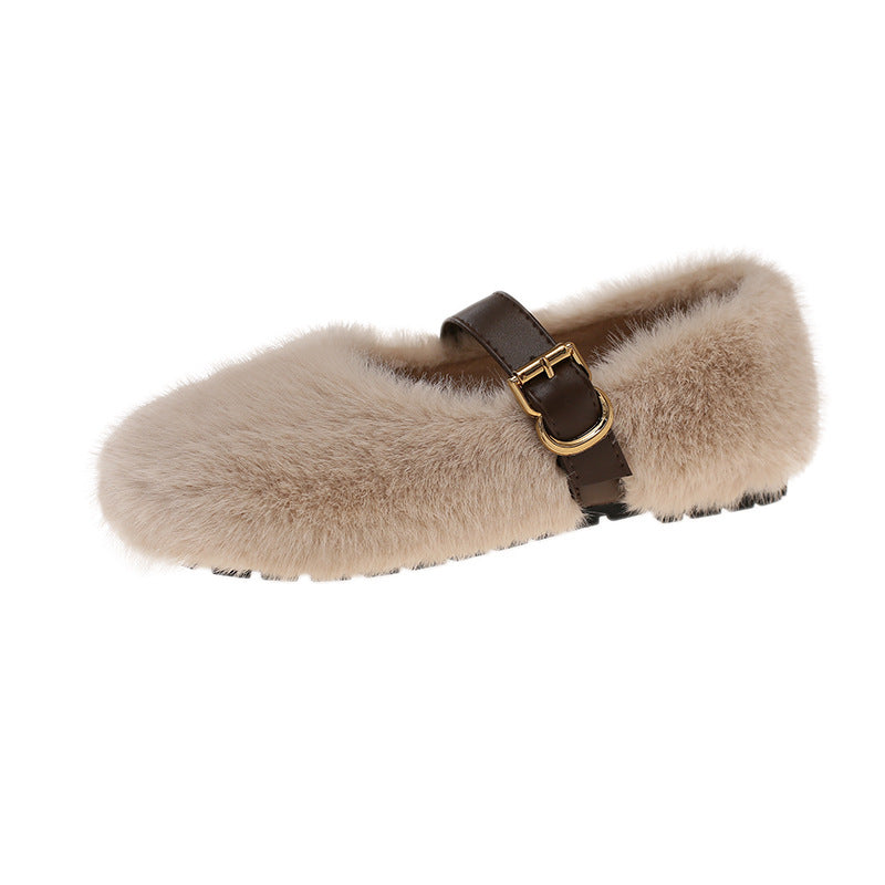Damen Flauschige Hausschuhe mit elegantem Schnallenverschluss R&B