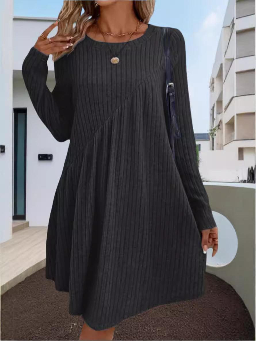 Damen lässiges Ripp-Kleid mit asymmetrischem Design R&B
