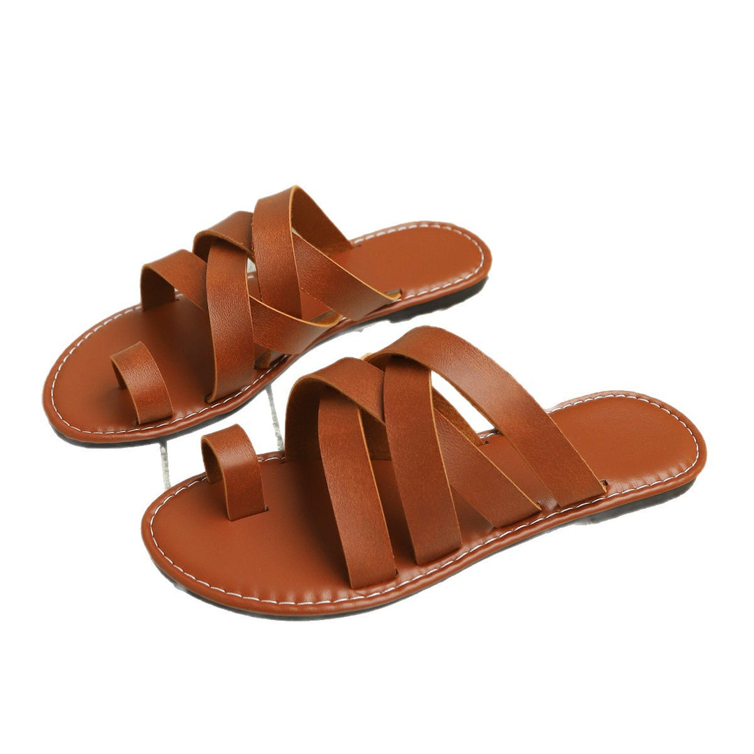 Damen modische Crossband-Sandalen mit breiten und komfortablen Riemen R&B