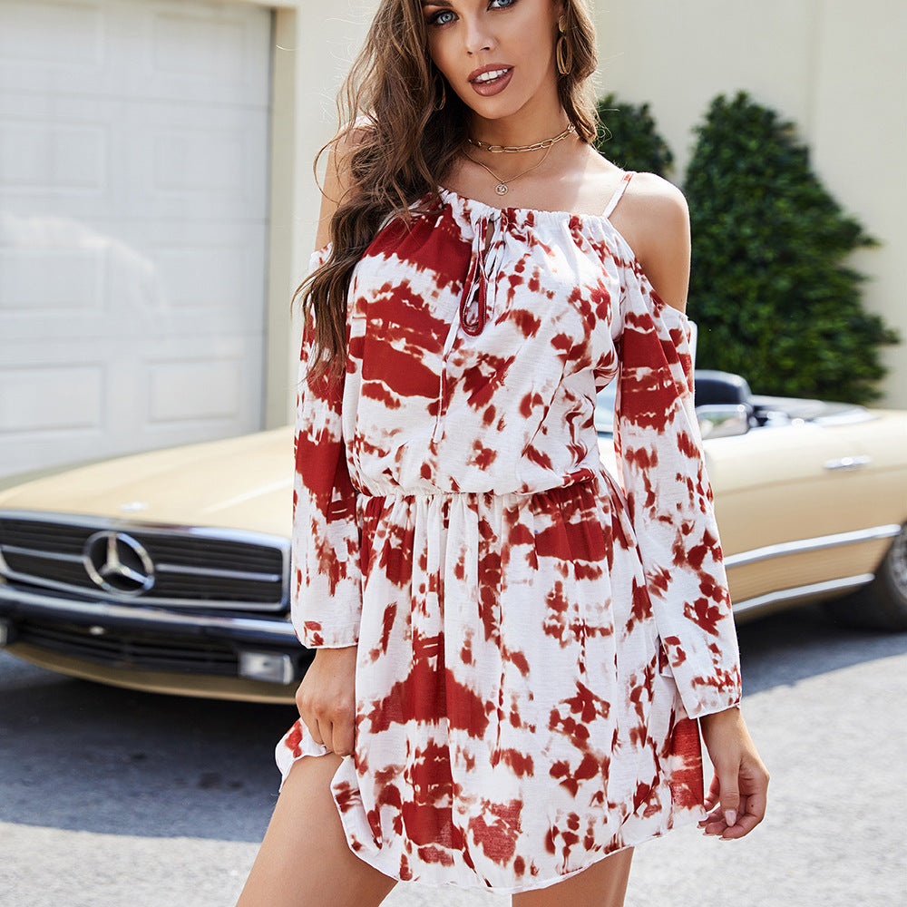 Damen Freizeitkleid mit schulterfreiem Design und elegantem A-Linien Schnitt R&B