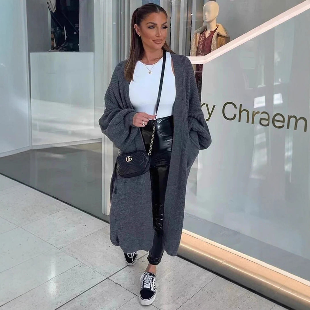 Damen Großer Strickcardigan mit offenem Schnitt und praktischen Taschen R&B