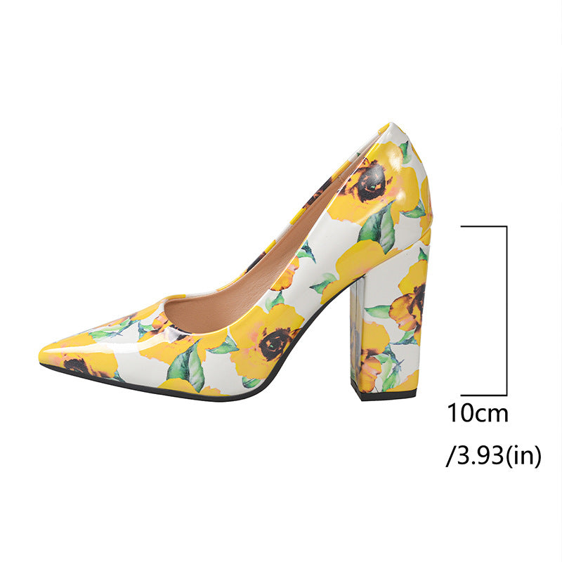 Damen farbenfrohe Pumps mit floralem Design und stabilem Blockabsatz R&B