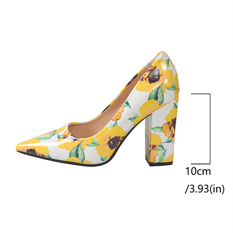 Damen farbenfrohe Pumps mit floralem Design und stabilem Blockabsatz R&B