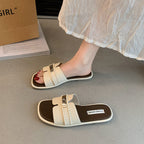 Damen Komfortable Slide-Pantoletten mit modischem Riemendesign EB