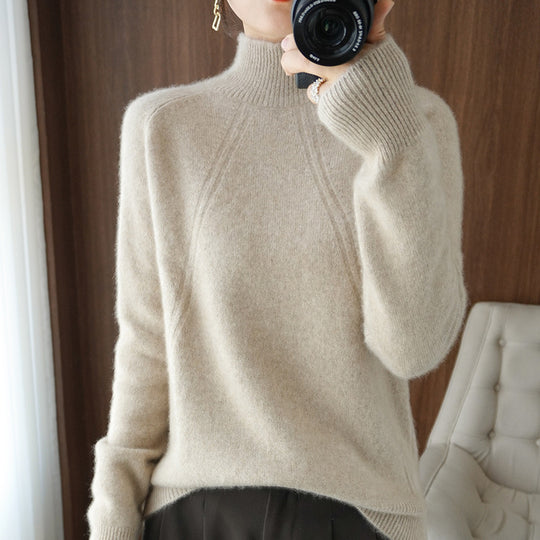 Damen kuscheliger Rollkragenpullover aus feinem Material mit lässigem Schnitt R&B