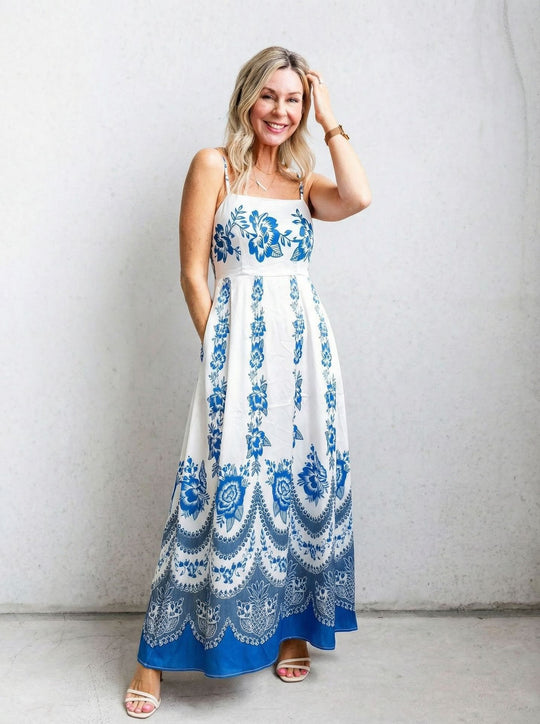 Damen Maxi-Kleid mit aufregendem Grafikdruck und verspieltem Design R&B