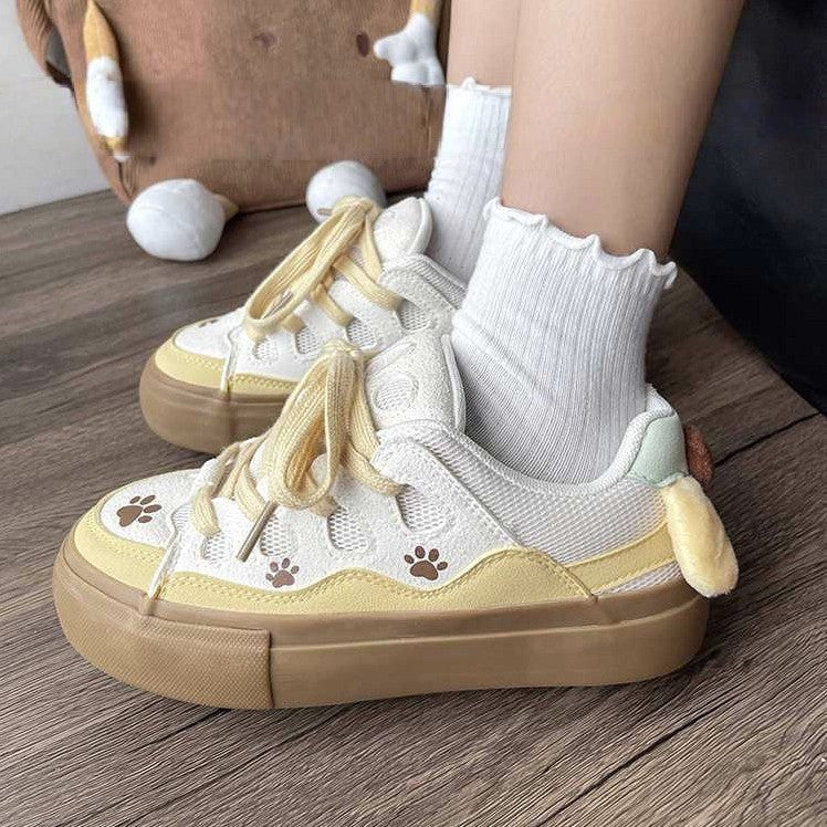 Damen Freizeit Sneaker mit liR&Bevollem Pfotenmotiv und atmungsaktiver Obermaterial R&B