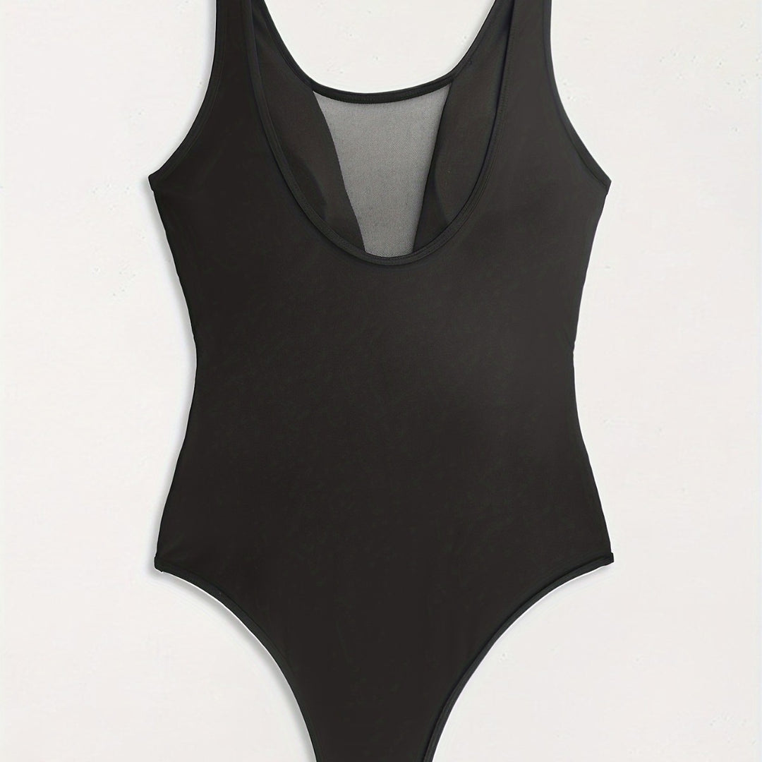 Damen Hochgeschlossener Monokini mit transparenten Mesh-Details R&B