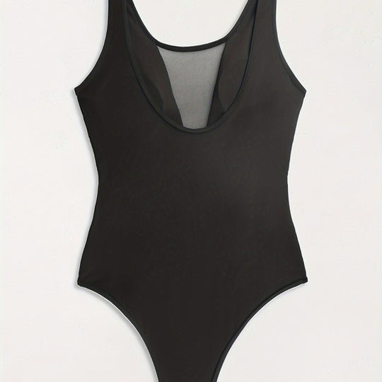 Damen Hochgeschlossener Monokini mit transparenten Mesh-Details R&B
