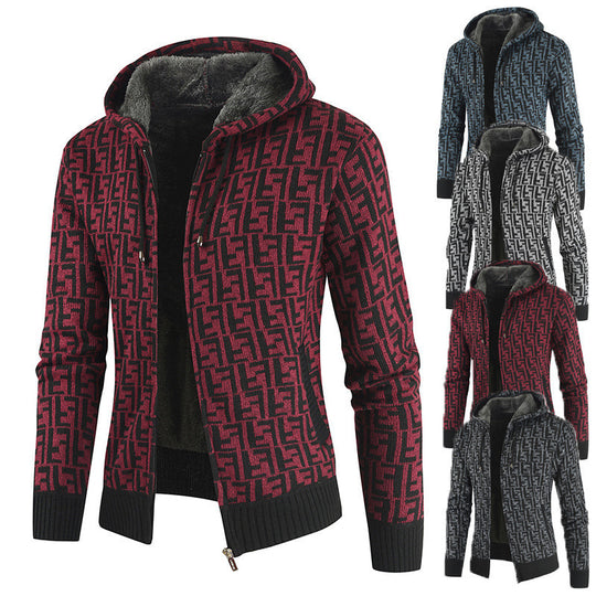Herren Warm gefütterte Kapuzenjacke R&B