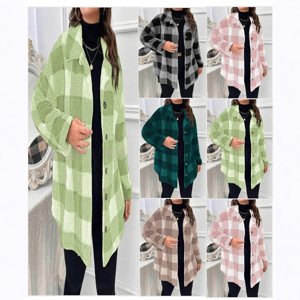 Damen Fließende Karierte Overshirt R&B