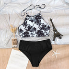 Damen Hochtailliertes Bikini-Set mit sportlichem Crop-Top und tief geschnittenem Höschen R&B