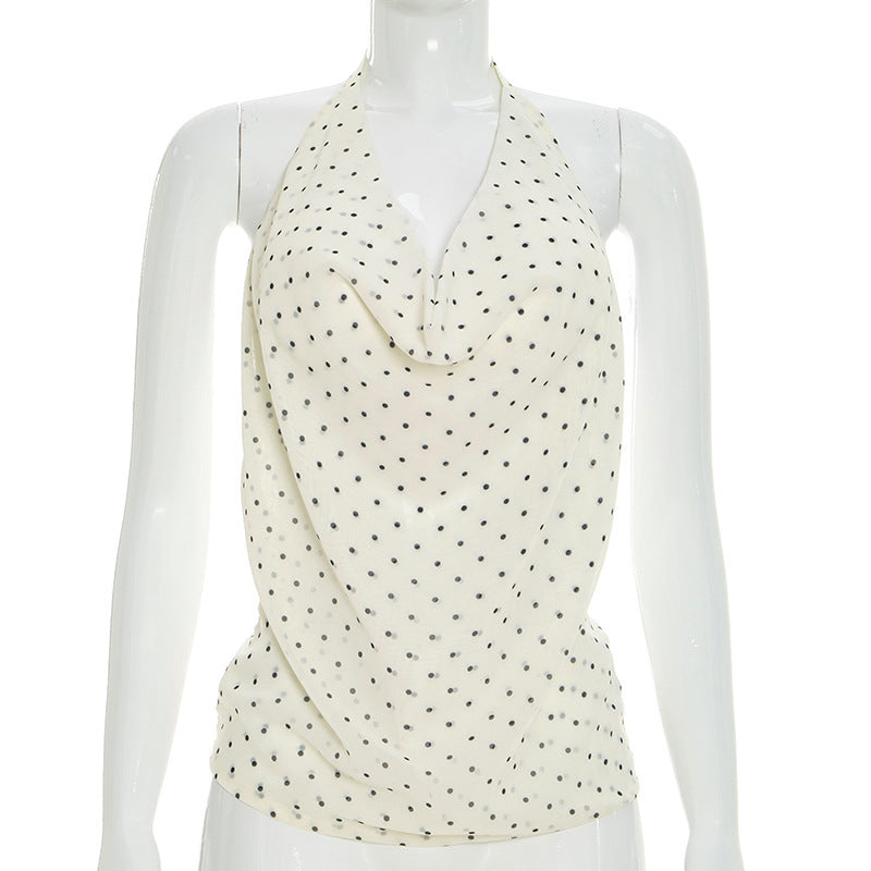 Damen Top mit elegantem Wasserfallausschnitt und Punktedesign R&B