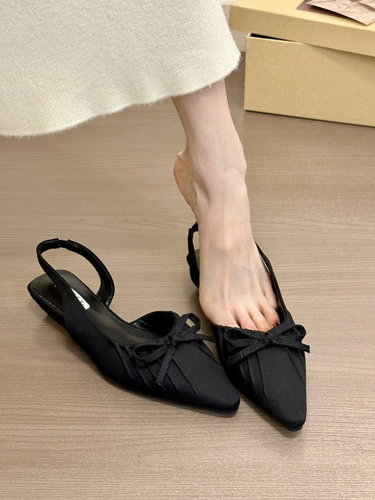 Damen elegante Sling-Ballerinas mit dekorativen Schleifen und flachem Absatz R&B