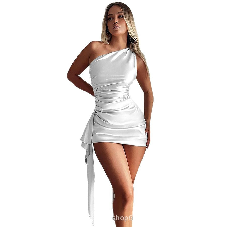 Damen Minikleid mit asymmetrischem Design und raffinierten Drapierungsdetails R&B