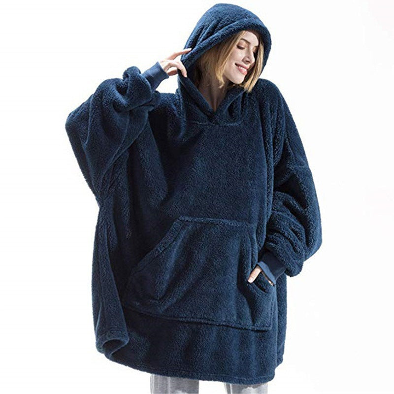 Damen oversize Fleece-Hoodie mit Kängurutasche und Kapuze R&B