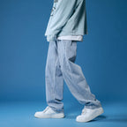 Herren lockere Denim-Jeans im Vintage-Stil mit hoher Taille R&B