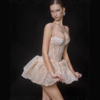 Damen Glamouröses Cocktailkleid mit funkelnden Pailletten und ausgefallener Rockform R&B