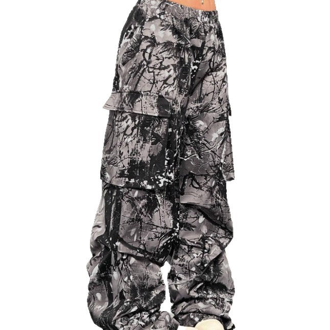 Damen Karierte Cargo-Hose mit niedrigem Schritt und praktischen Taschen R&B