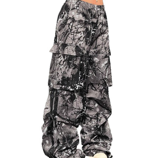 Damen Karierte Cargo-Hose mit niedrigem Schritt und praktischen Taschen R&B