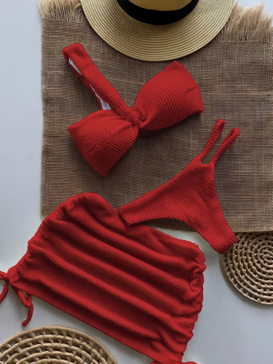 Damen Bandeau-Bikini-Set mit Raffungen R&B
