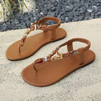 Damen Zehentrenner-Sandalen mit dekorativem Bead-Design R&B
