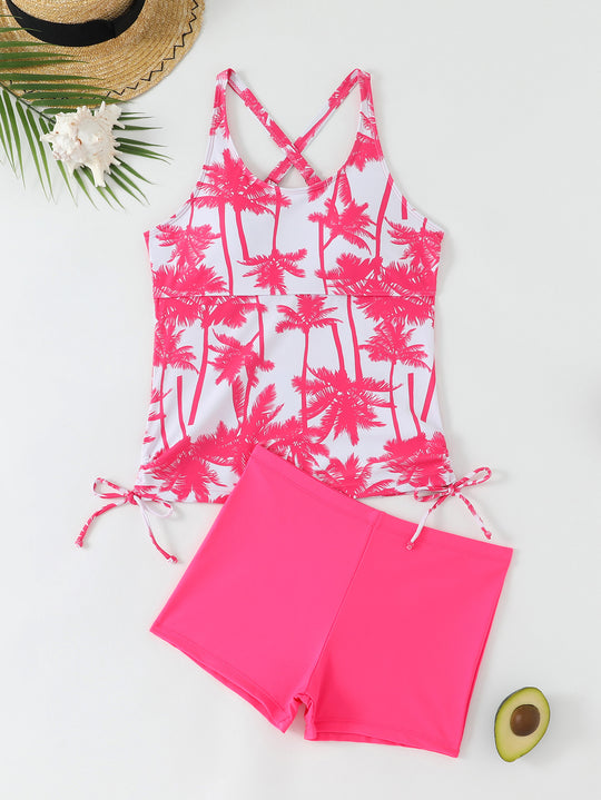 Damen Modischer Tankini mit gekreuzten Trägern und kurzem Unterteil R&B