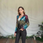 Damen Glitzernde Paillettenjacke mit modischem Schnitt R&B