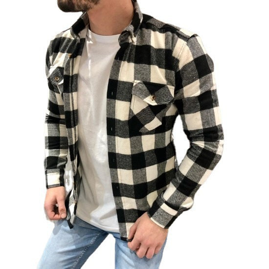 R&B | Hemd Karierter Flanell Relaxed Fit Langärmelig Mit Brusttaschen