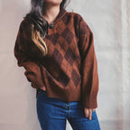 Damen Strickpullover mit klassischem Rauten-Design und modernem Schnitt R&B