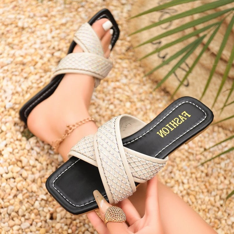 Damen bequeme Wedge-Sandalen mit geflochtenem Riemendesign R&B